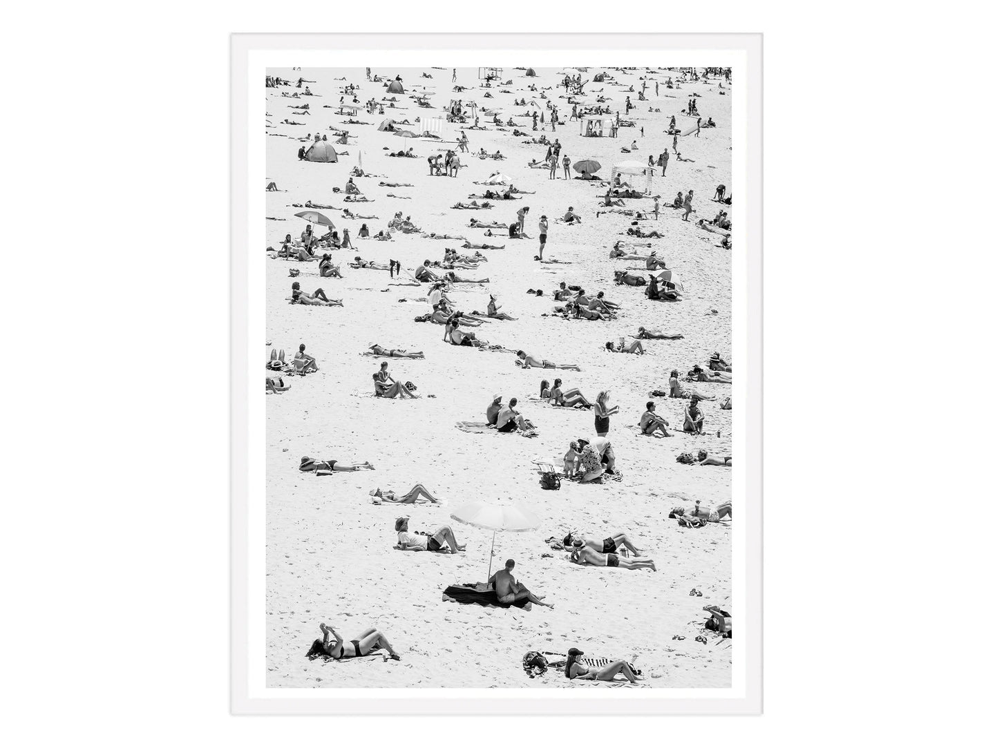 Busy Beach in Black and White